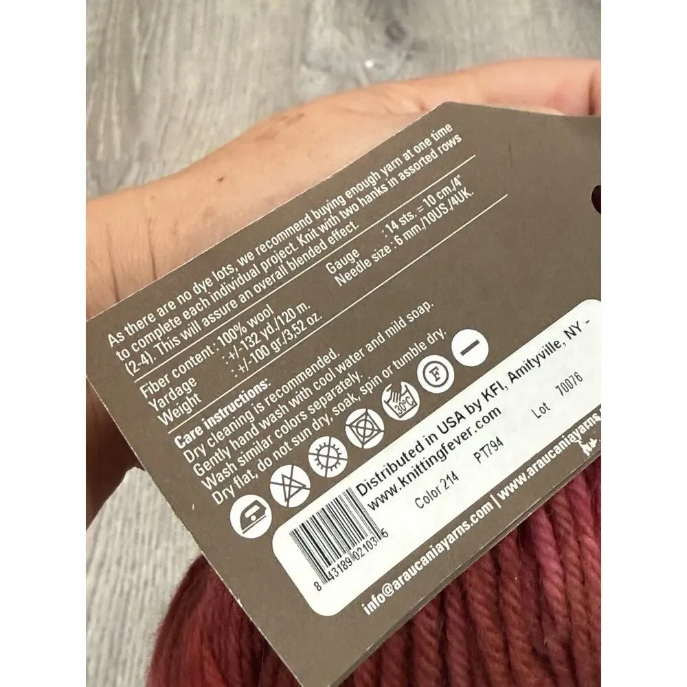 Araucania Nature Wool, 100% Wool, 132 Yd Color 214 / 1 skein Pink Tones